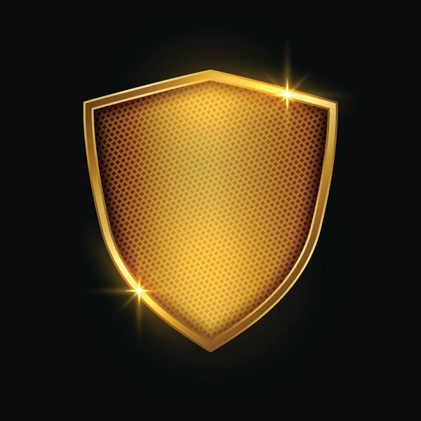 طراحی نشان سپر امنیتی فلزی طلایی ممتاز