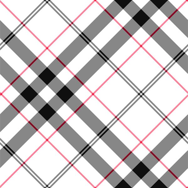 وکتور بدون درز الگوی تارتان سیاه سفید و قرمز پس زمینه شطرنجی الگوی تزیین شده مد کلاسیک
