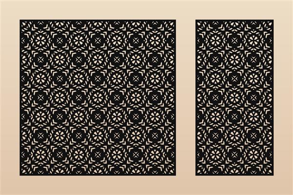 قالب وکتور برای برش لیزری الگوی شیک با تزیینات هندسی به سبک عربی تزیینات گلدار شابلون تزئینی برای برش چوب کارت کاغذ فلز حکاکی نسبت تصویر 11 12
