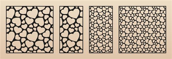 الگوی برش لیزری با قلب قالب وکتور با اشکال قلب کوچک طراحی روز ولنتاین پانل تزئینی برای برش لیزری چوب فلز کاغذ پلاستیک حکاکی نسبت تصویر 11 12