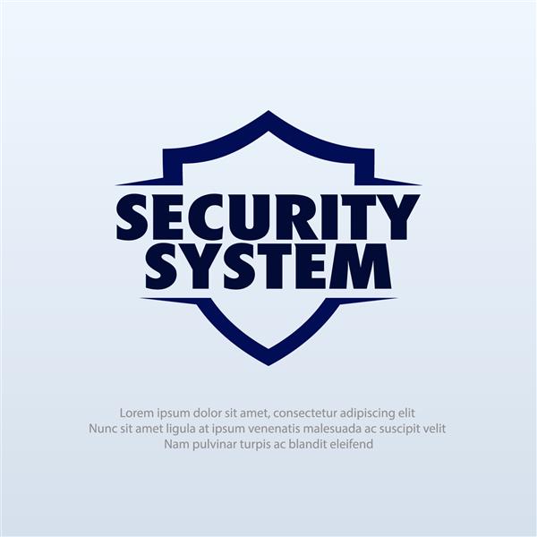 تصویر برداری از یک سپر با عبارت Security System مناسب برای شرکت های بیمه خدمات امنیتی و محصول ضد ویروس ایمنی الگوی لوگوی امنیتی