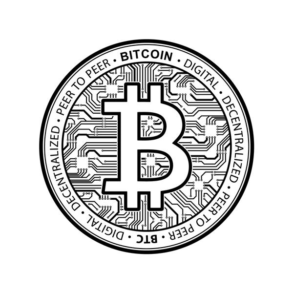 نماد سکه کریپتو ارز بیت کوین بورس بین المللی تصویر برداری وکتور علامت بنر بازاریابی شبکه بیت کوین