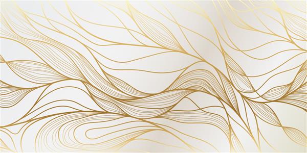 الگوی موج دار طلایی زیور آلات خطی طلایی لوکس طراحی ممتاز برای کاغذ دیواری منسوجات ابریشمی و جواهرات تصویر برداری