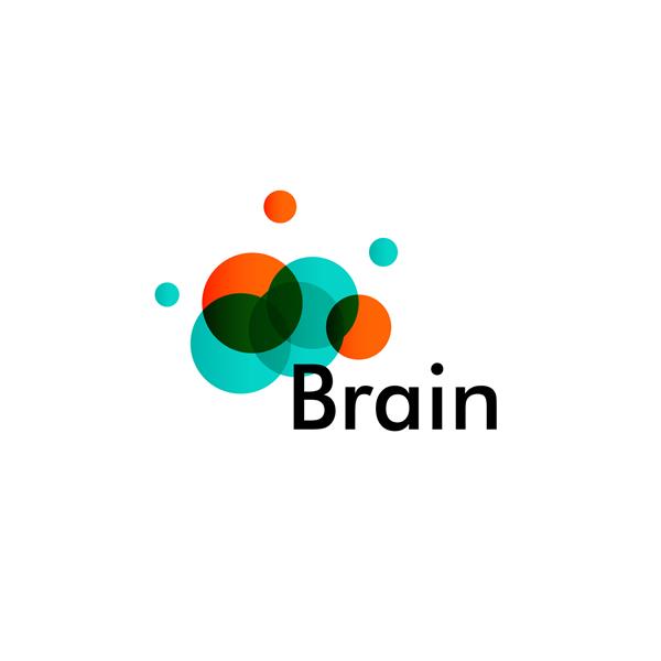 مفهوم آرم مغز خلاق لوگوتایپ مدرن برای فناوری علوم پزشکی ارتباطات تجربه حافظه و تحقیق نماد وکتور نقطه‌دار رنگی انتزاعی