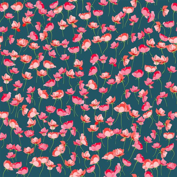 الگوی بدون درز دیتسی در گل‌های وحشی ناز کوچک دسته گل های ظریف میلفلورهای سبک لیبرتی پس زمینه گل برای نساجی کاغذ دیواری پرکننده های الگو جلد سطح چاپ بسته بندی اسکرپ بوکینگ