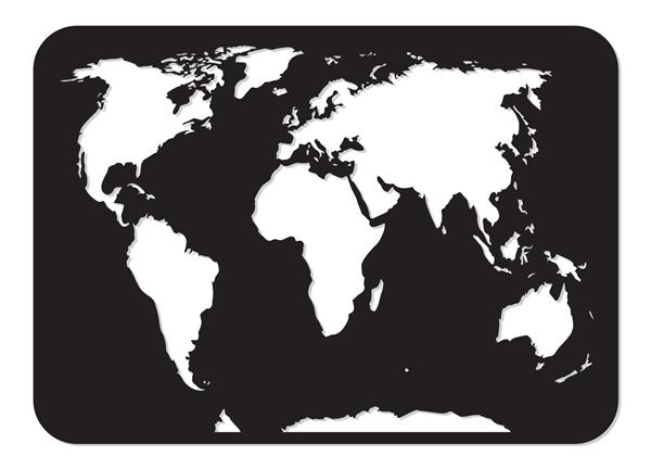 قالب برش لیزری نقشه استنسیل جهان به سبک انتزاعی در پس زمینه شفاف وکتور Die cut شکل صاف ساده طراحی سیلوئت برای هر منظوری کره زمین سیاره