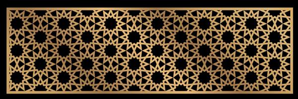 پانل شبح بریده با الگوی عربی هندسی زینتی قالب برای چاپ شابلون برش لیزری حکاکی تصویر برداری جدا شده در پس زمینه سیاه