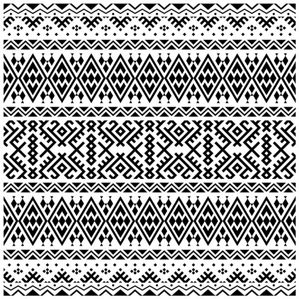 الگوی قومی قبیله ای در رنگ سیاه و سفید تصویر طرح وکتور نقوش سنتی برای بک گراند یا قاب