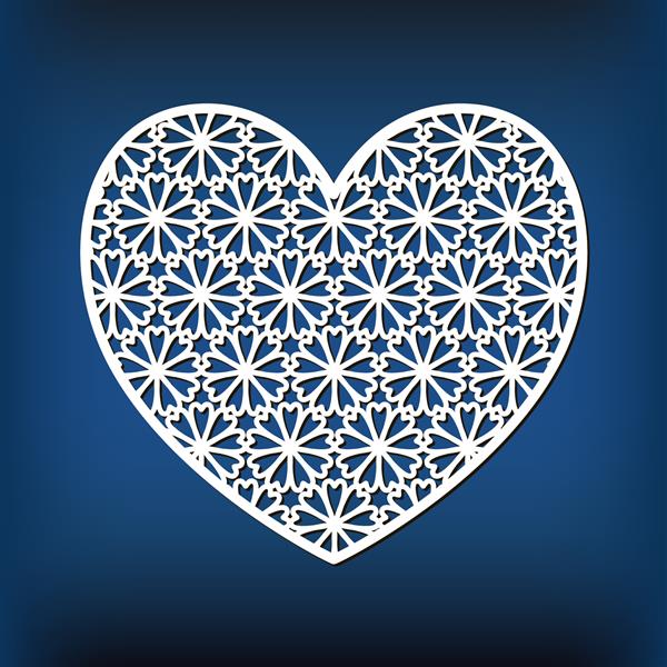 الگوی قلب برای برش لیزری الگوی عروسی برای طراحی فایل برش سیلوئت شابلون برای کارت ولنتاین تصویر سهام وکتور