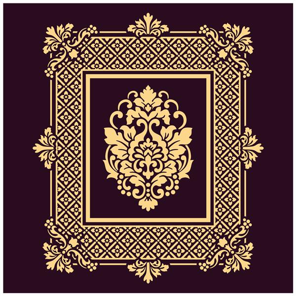 قاب وکتور تزئینی به سبک هندی برای طراحی کارت دعوت و کاغذ دیواری وکتور ظریف عنصر طلایی برای طراحی زیور