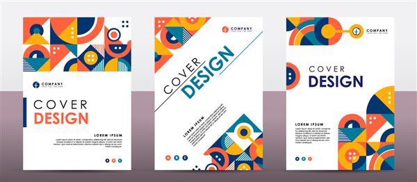 مجموعه ای از الگوهای طراحی جلد یکپارچهسازی با سیستمعامل رنگارنگ ترکیب شکل مدرن