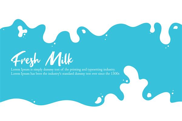 پوستر مدرن شیر تازه در پس زمینه آبی وکتور و تصویر مسطح پس زمینه شیر تازه