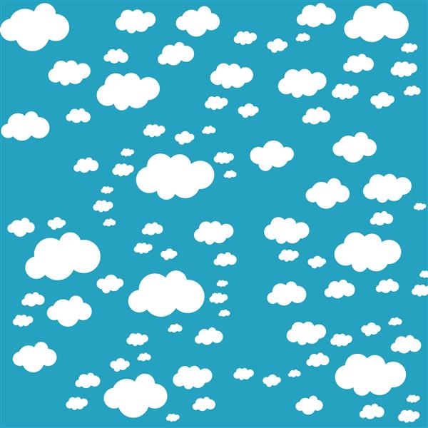 الگوی آسمان ابرهای جدا شده در پس زمینه آبی ابرها الگوی آسمان برای وب سایت برچسب بنر پس زمینه و کاغذ دیواری مفهوم هنر خلاق ابرهای زیبا تصویر برداری مدرن