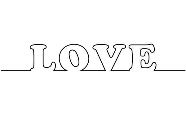 طراحی خط پیوسته لوگوی کلمه عشق طراحی لوگوی یک خطی LOVE