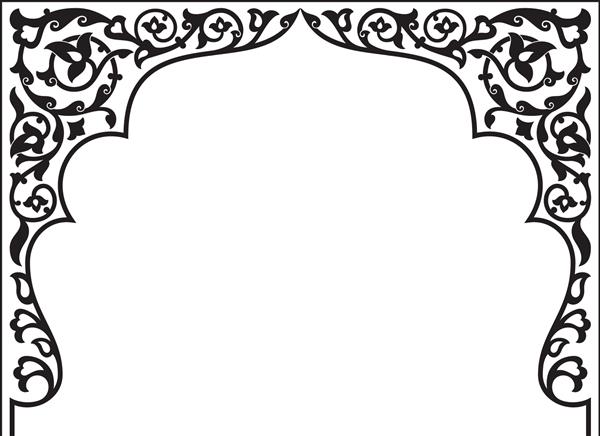 طاق گل زینتی سنتی تاتاری و ایرانی الگوی اسلامی ایرانی به سبک شرقی وکتور هنر دست ساز با کیفیت بالا با عناصر قومی تزئینی دکور عربی در رنگ سیاه و سفید