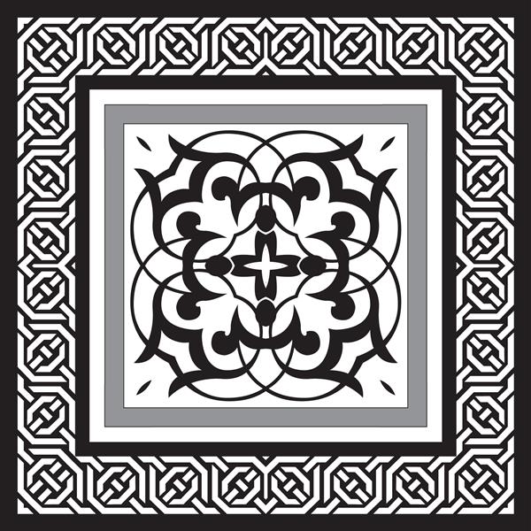 طرح چاپ باندانا با حاشیه برای منسوجات مد الگوی سنتی اسلامی