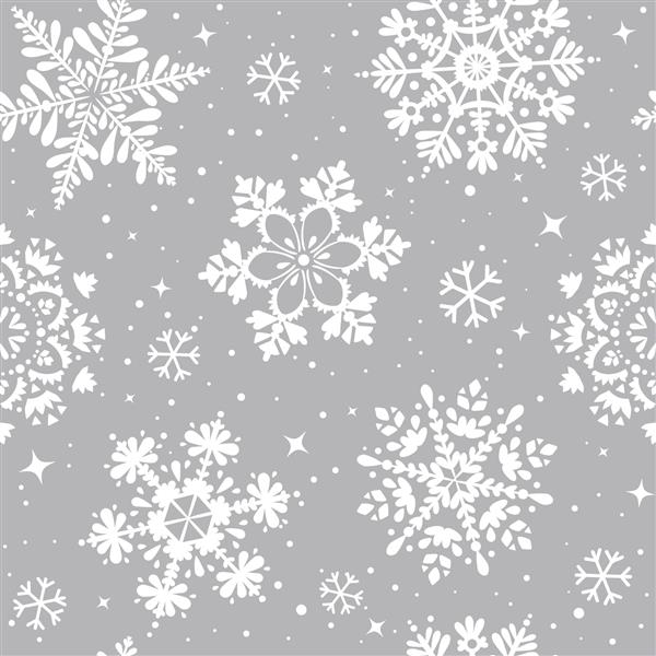 الگوی بدون درز زیبا با دایره دانه های برف تصویر برداری پس زمینه زمستانی برای طراحی کریسمس یا سال نو نقوش زمستانی