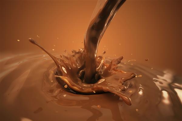 پاشیدن مایع شکلاتی شکلات شیرین خوشمزه تصویر سه بعدی