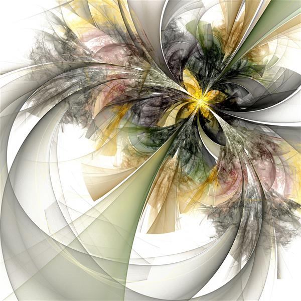 گل رنگارنگ فراکتال متقارن اثر هنری دیجیتال برای گرافیک خلاقانه