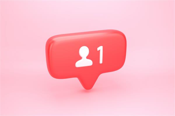 یک درخواست دوست نماد اعلان شبکه اجتماعی مشترک یا دنبال کننده با نماد عکس کاربر و شماره 1 روی پیشخوان تصویرسازی سه بعدی