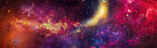کهکشانی فوق العاده زیبا در فضای بیرونی آسمان پرستاره شب سحابی در رنگ های رنگین کمان فضای بیرونی چند رنگ عناصر این تصویر توسط ناسا ارائه شده است