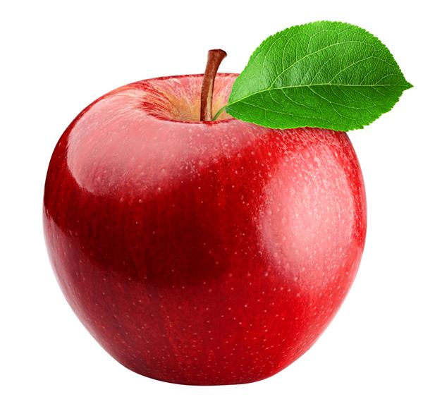 سیب قرمز جدا شده در پس زمینه سفید مسیر برش عمق میدان کامل