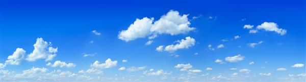 Cloudscape - آسمان آبی و ابرهای سفید پانورامای گسترده