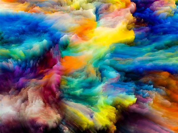 سریال Canvas Up Close چیدمان خلاقانه رندر سه بعدی رنگ فراکتال رنگارنگ برای پروژه های طراحی خلاقیت و هنر