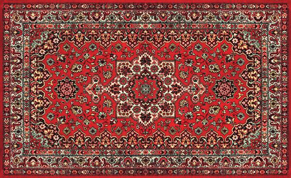 بخشی از بافت فرش قرمز قدیمی ایرانی زینت انتزاعی