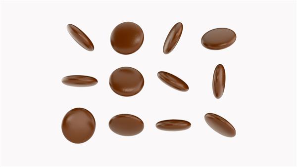شکلات با روکش شکلاتی دانه های شکلاتی توپ شکلاتی آب نبات قهوه ای شکلاتی تصویر سه بعدی