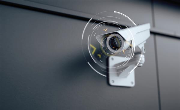 دوربین امنیتی در فضای باز دوربین مدار بسته ایمن مفهوم نظارت رندر سه بعدی