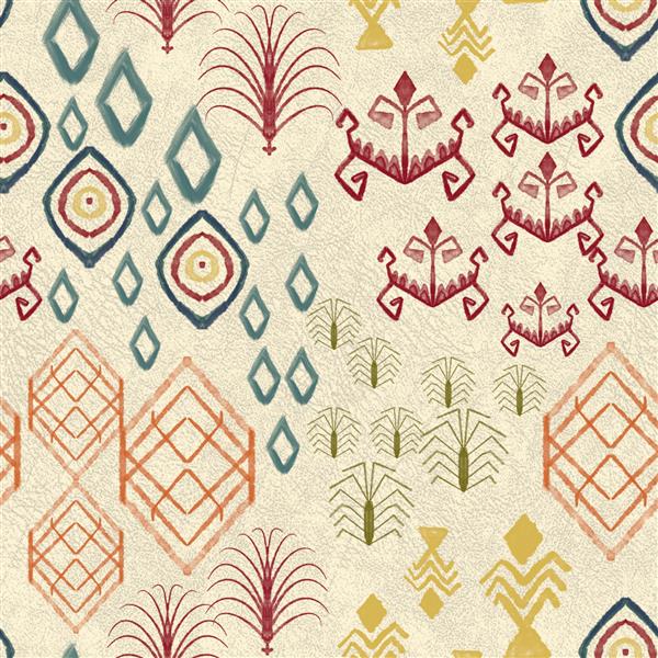 طرح‌های بدون درز قومیتی با الگوی زینتی بافت دار به سبک مراکشی ایده‌آل برای چاپ پارچه داخلی با ظاهری زیبا رنگ‌های مد روز الگوهای مد روز