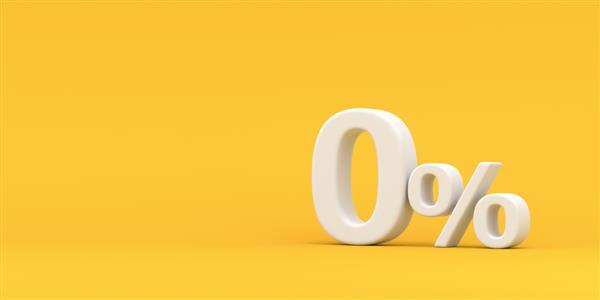 براق صفر درصد در زمینه زرد رندر سه بعدی برای تبلیغات