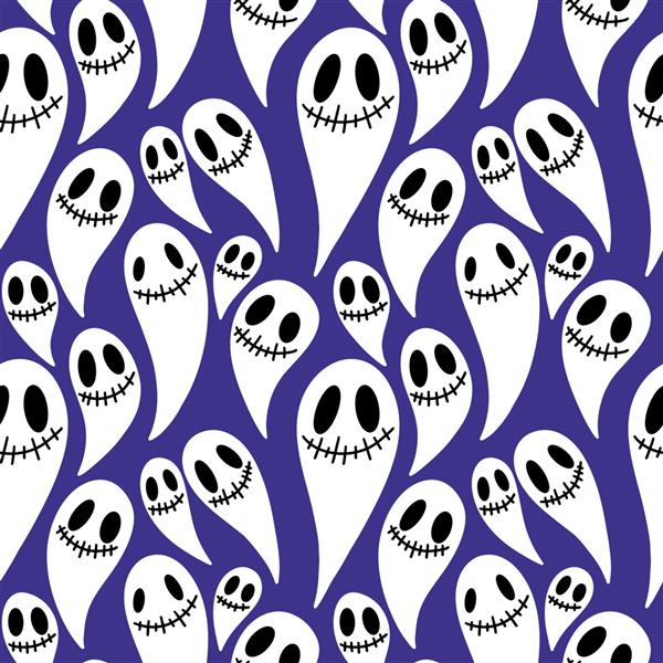 الگوی کارتونی بدون درز شبح هالووین برای بسته بندی کاغذ و لوازم جانبی و نوت بوک و پارچه و کودکان و چاپ لباس