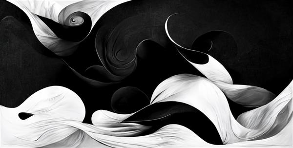 اشکال پویا انتزاعی مدرن پس زمینه سیاه و سفید با بافت کاغذ دانه ای آثار هنری طراحی تک رنگ مد روز هنر دیجیتال