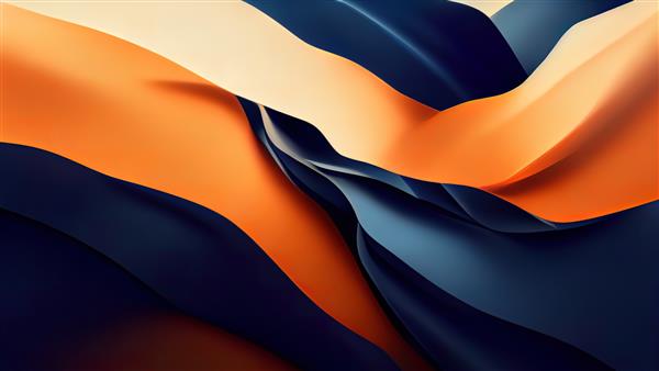 پس زمینه انتزاعی آبی و نارنجی گرادیان رنگارنگ با اشکال هندسی صاف بنر وب عناصر گرافیکی دیجیتال کاغذ دیواری 4K با کیفیت بالا رندر سه بعدی