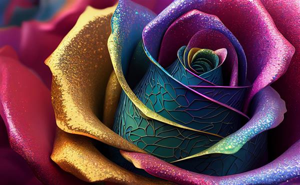 گل رنگارنگ سه بعدی با نقوش برای چاپ بوم دکوراسیون داخلی دیوار