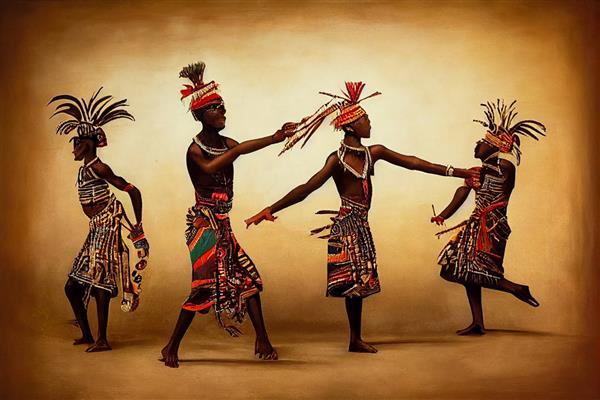 رقص قبیله ای رنگارنگ انتزاعی آفریقایی تصویر دیجیتال