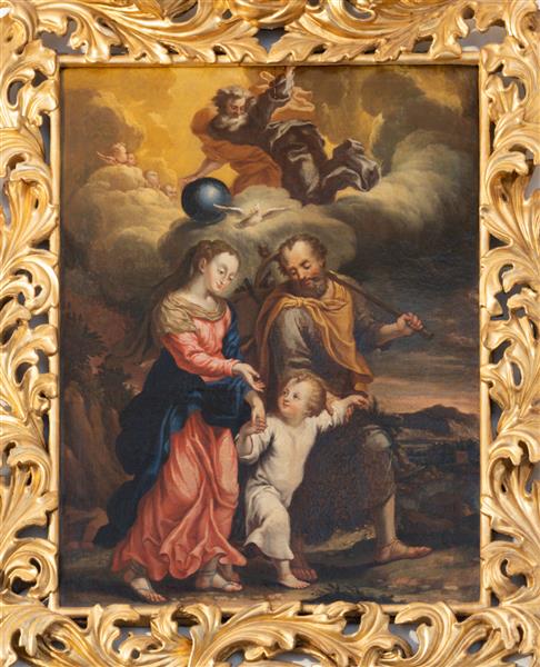 لوزرن سوئیس - 24 ژوئن 2022 نقاشی خانواده مقدس در Jesuitenkirche توسط هنرمند ناشناس
