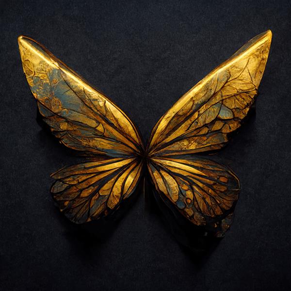 پروانه طلایی در زمینه مشکی