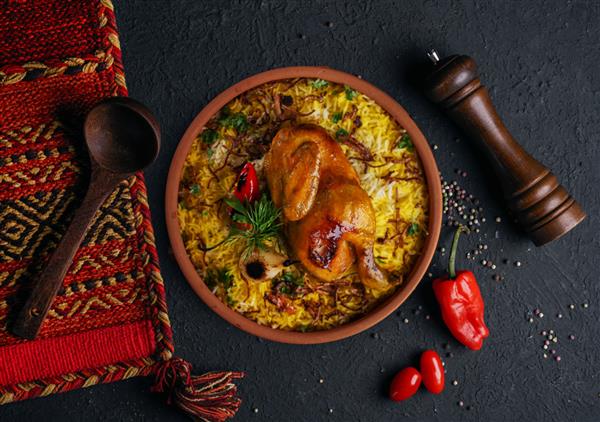 غذاهای عربی غربی غذاهای یمنی مرغ با برنج