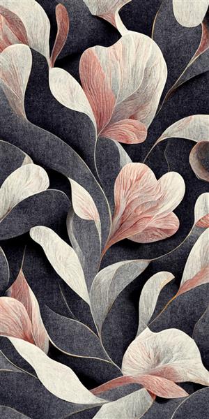 طرح گل‌های مرسوم انتزاعی رنگ پاستلی زیبا کاغذ دیواری با طراحی مدرن برگ ها و گل های رنگارنگ زیورآلات نامتقارن پس زمینه گرافیکی شگفت انگیز تصویر