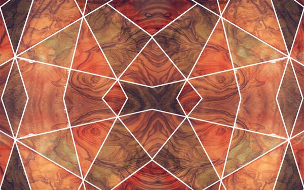 موزاییک گرانج هندسی نارنجی با زمینه چوبی