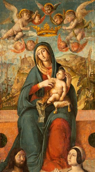 مونوپولی ایتالیا - 6 مارس 2022 نقاشی مدونا - Madonna delle Gracie در کلیسای Chiesa di San Antonio توسط مدرسه Veronese از قرن 16