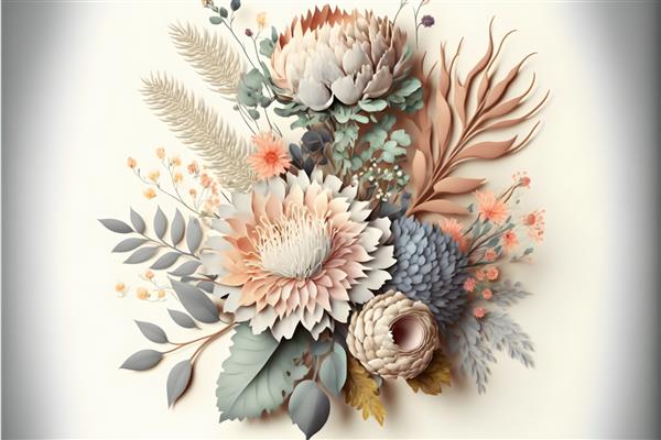 گل به سبک هنر آبرنگ عناصر لوکس گل پس زمینه گیاه شناسی یا طرح کاغذ دیواری چاپ و دعوت نامه کارت پستال تصویر سه بعدی گل های ظریف زیبا