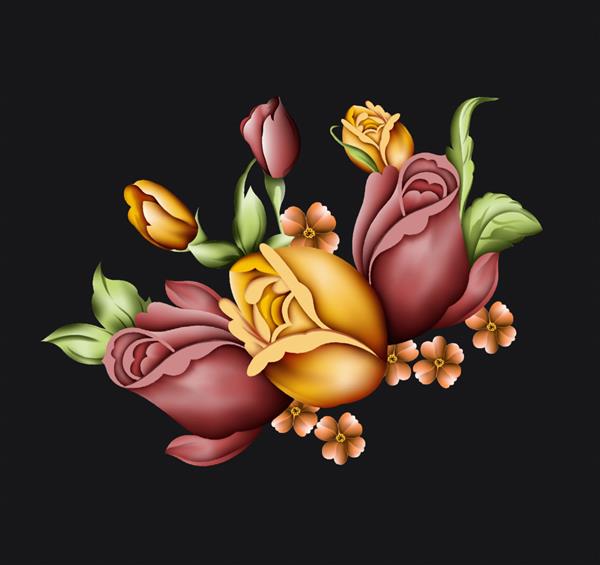 طرح پارچه دیجیتال طرح گل و برگ برای پیراهن زنانه تصویر رنگارنگ