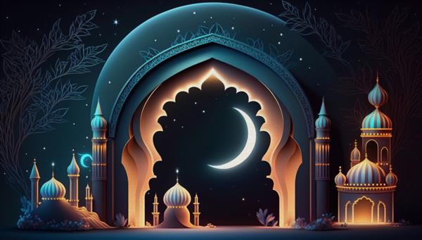 پس زمینه صحنه شب ماه مبارک رمضان برای بنر بروشور رسانه های اجتماعی چاپ پوستر وب