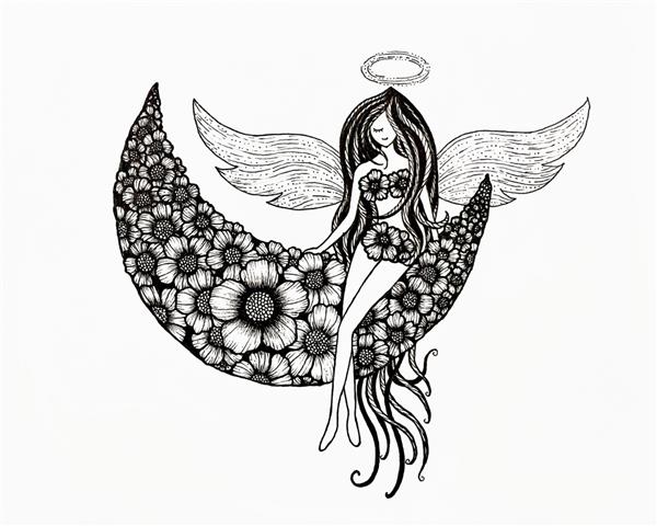 فرشته روی ماه گل زنان مهربان بانوی زیبا