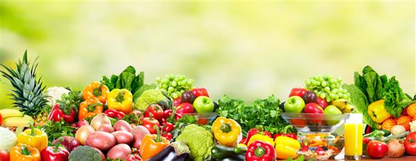 میوه ها و سبزیجات تازه پس زمینه سلامت و رژیم غذایی