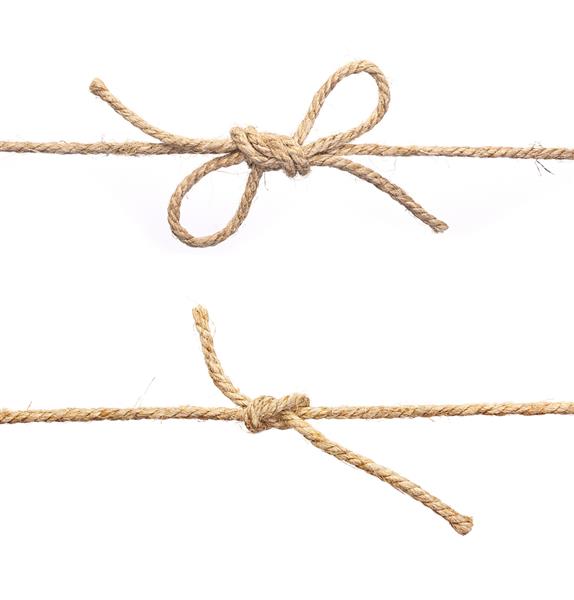 طناب با گره با گره و کمان جدا شده بر روی سفید